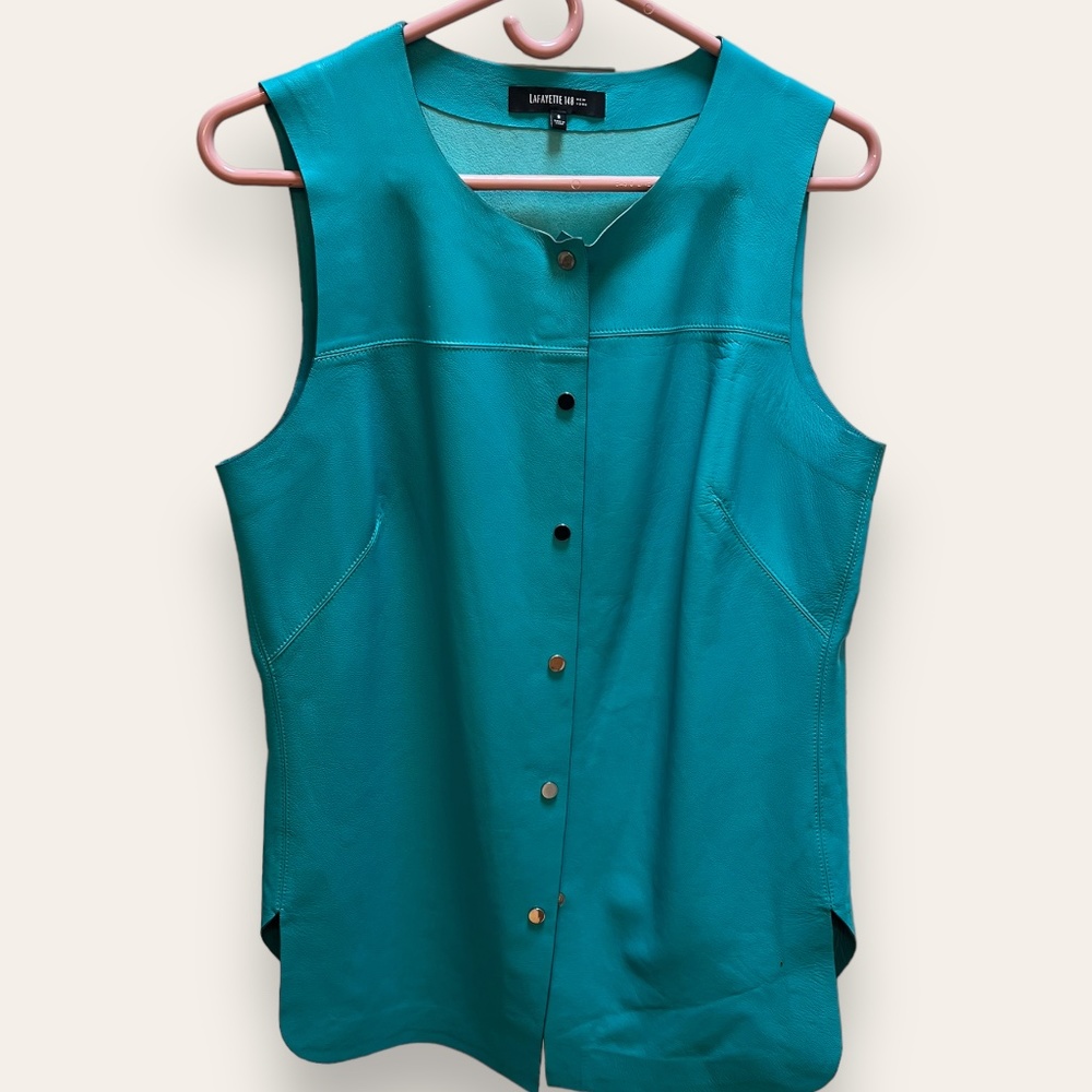 Lafayette 148 New York Womens 100% Leather Vest Size 8